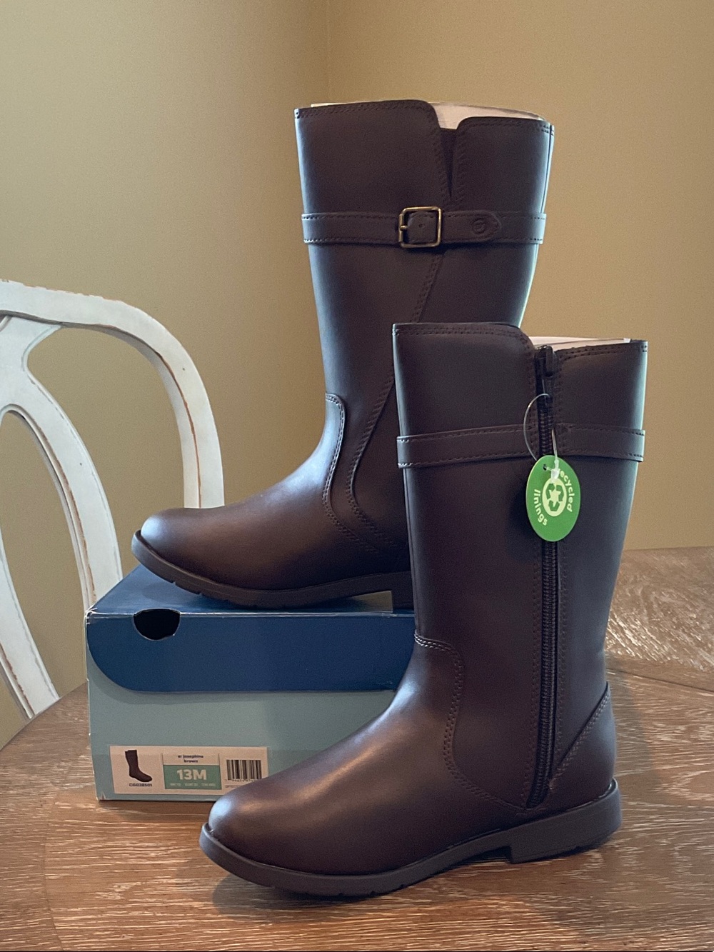 Stride Rite Girls Brown Mid-Calf Zip Boots